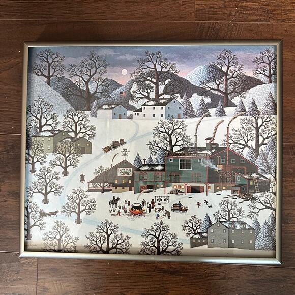 Signed Charles Wysocki Vintage Americana Framed Print Hanging Wall Decor Neilsen - Picture 1 of 13
